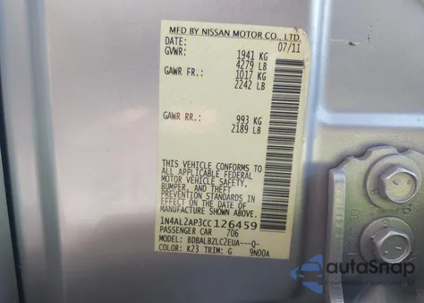 2012 Nissan Altima 2.5 S from USA, damaged, VIN 1N4AL2AP3CC126459